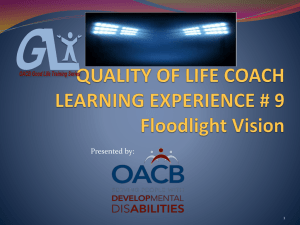QUALITY OF LIFE COACH LEARNING EXPERIENCE # 9 Floodlight