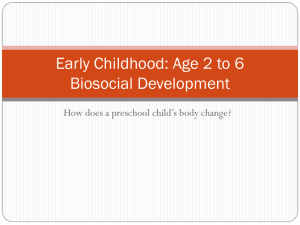 Early Childhood: Age 2 to 6 Biosocial Development