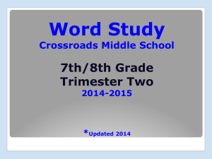 Word Study Crossroads Middle School 7th/8th Grade