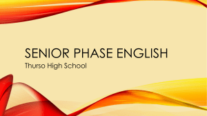Senior Phase English - Thurso High School English Department
