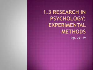 1.3 Research in psychology Experimental Methods
