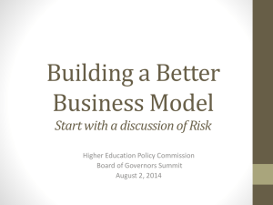 Start with a discussion of Risk - West Virginia Higher Education