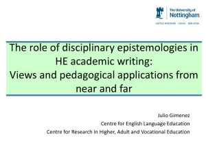 The role of disciplinary epistemologies in HE academic writing