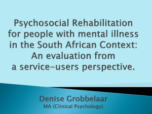 Psychosocial Rehabilitation for people with mental illness in the