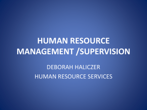 HUMAN RESOURCE MANAGEMENT /SUPERVISION