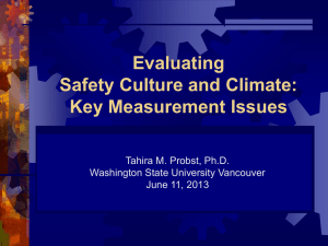 Evaluating Safety Culture and Climate: Key Measurement