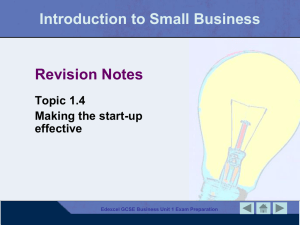 Topic 1.4 Making the start-up effective