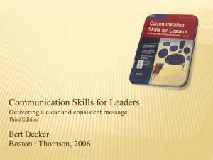 Communication Skills for Leaders Delivering a clear and consistent