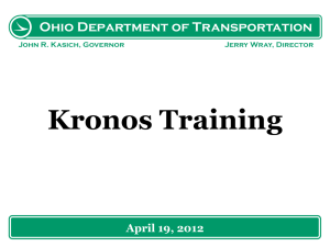 Kronos InTouch Workshop - Ohio Department of Transportation