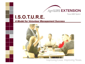 ISOTURE A Model for Volunteer Management Success