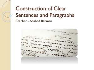 Construction of Clear Sentences and Paragraphs