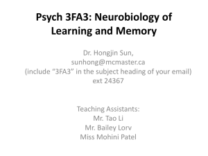 Psych 3FA3: Neurobiology of Learning and Memory