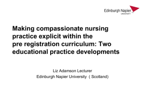 Teaching and measuring compassionate care in pre registration