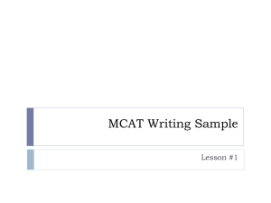 MCAT Writing Sample Lecture Notes
