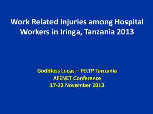 Work Related Injuries among Hospital Workers in Iringa, Tanzania