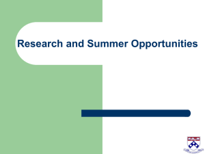 Research and Summer Opportunities