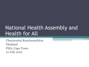 Crisis, National Health Assembly and Health for All