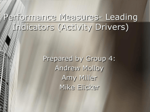 Performance Measures- Leading Indicators (Activity Drivers)