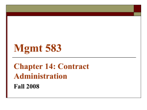 Mgmt 583 Chapter 14 Contract Adminstration