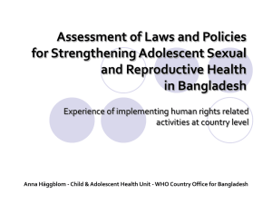 Assessment of laws and policies for strengthening adolescent