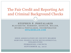 The Fair Credit and Reporting Act and Criminal Background