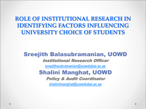 Role of institutional research in identifying factors influencing