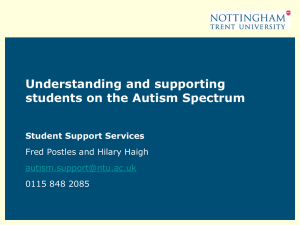 Understanding and supporting students on the Autism