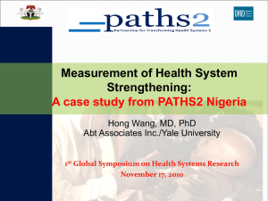 Measurement of Health System Strengthening, A
