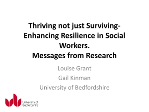 Thriving not just Surviving- Enhancing resilience in Social Workers