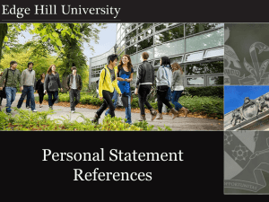 Reference Writing and Personal Statement Advice