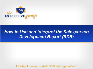 How to Use and Interpret the Salesperson Development Report (SDR)