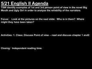 5/21 English II Agenda TSW identify examples of 1st and 3rd person