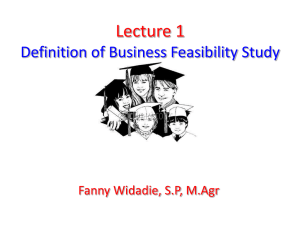 Lecture 1 Definition of Business Feasibility Study