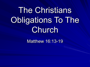The Christians Obligations To The Church