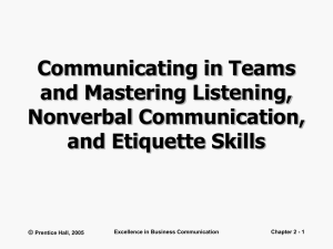 Communicating in Teams and Mastering Listening, Nonverbal