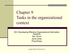 Chapter 7 Tasks in the organizational context