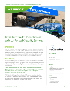 Texas Trust Credit Union Chooses Webroot For Web Security Services
