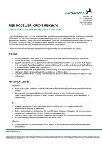 RISK MODELLER: CREDIT RISK (M/V) Lloyds Bank, locatie