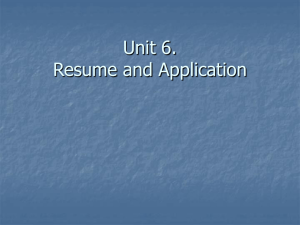 Unit 6. Resume and Application