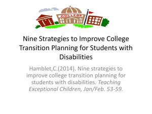 Nine Strategies to Improve College Transition Planning for