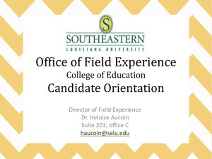 The Office of Field Experience - Southeastern Louisiana University
