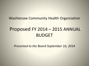 FY 2015 Presentation - Washtenaw Community Health Organization
