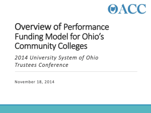 Overview of Performance Funding Model for Ohio`s Community