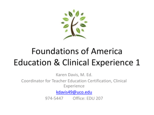 Foundations of America Education & Field Experience 1