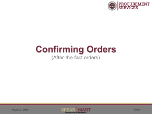 Confirming Orders - Procurement Services