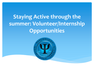 Staying Active through the summer: Volunteer/Internship Opportunities