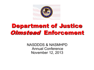 USDOJ Current Trends in Olmstead Enforcement by Mary Bohan