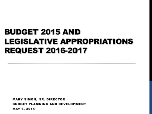 Budget 2015 and Legislative Appropriations Request 2016-2017