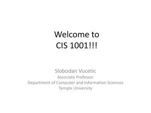 Fall 2013 CIS 1001 - Temple University