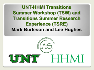 UNT-HHMI Transitions Summer Workshop